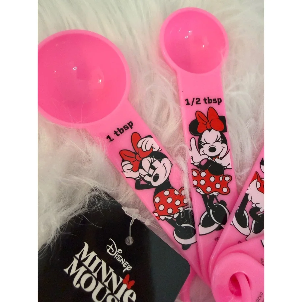 Disney Minnie Mouse Measuring Spoons and Magnetic Bag Clips 2 Pack Pink Set NEW